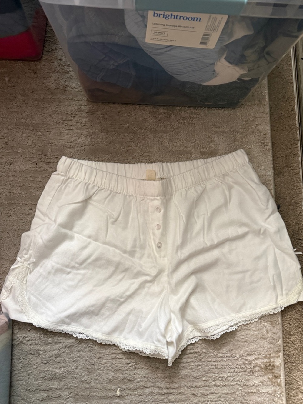 White Lace-Trim Women’s Shorts - Lightweight Lounge Shorts
